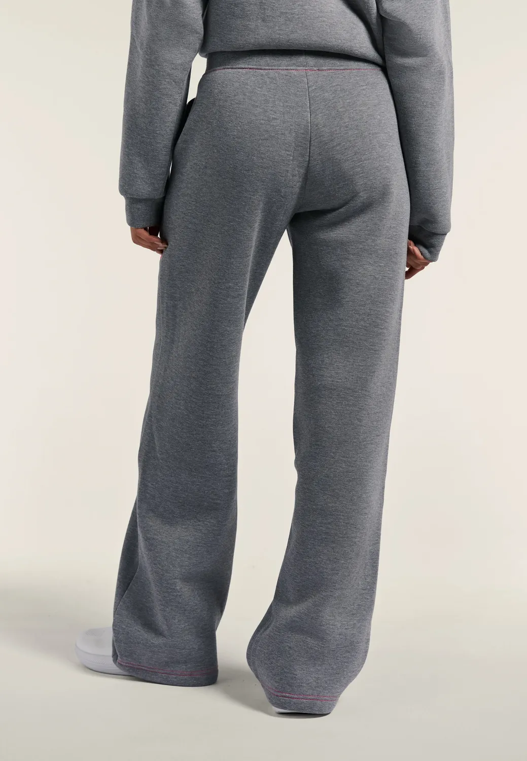 Freddy Wide Leg Hose Grigio Mélange mit Pink-Nähten