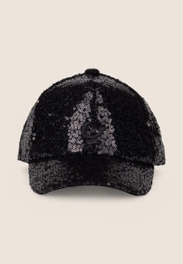 Freddy Baseball Pailletten Baseballcap Junior Schwarz verstellbar