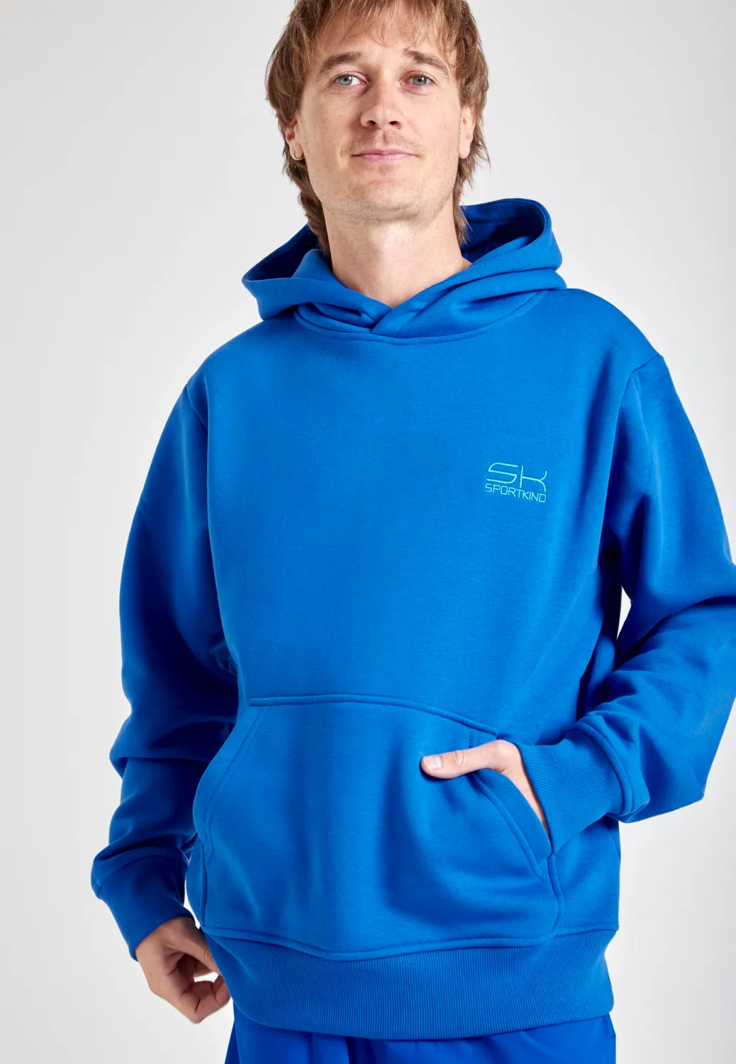 SPORTKIND Hoodie Kobaltblau S Baumwolle Oversized