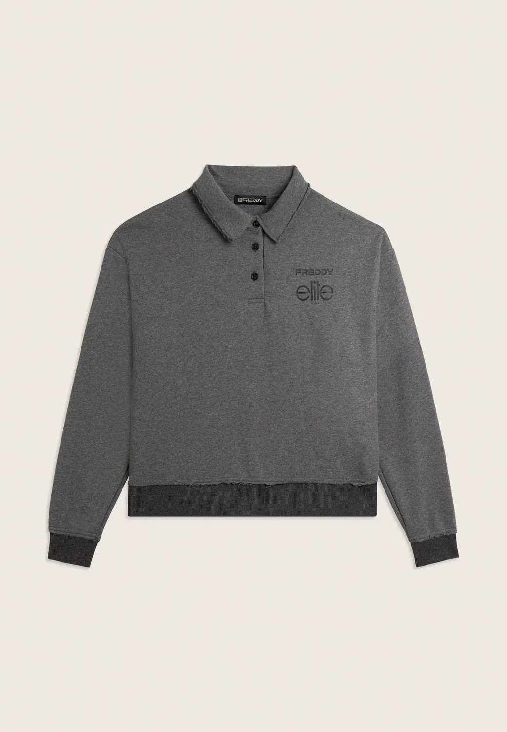 Freddy Elite Cropped Sweatshirt Polo Melange Gray Baumwolle
