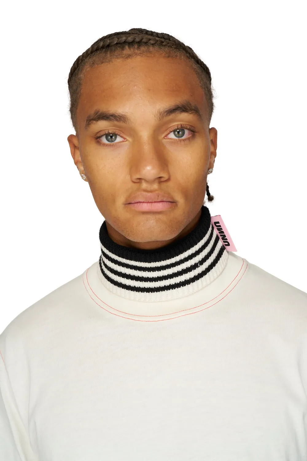 UNNA Merino Loop Halstuch Schwarz-Weiß Merinowolle