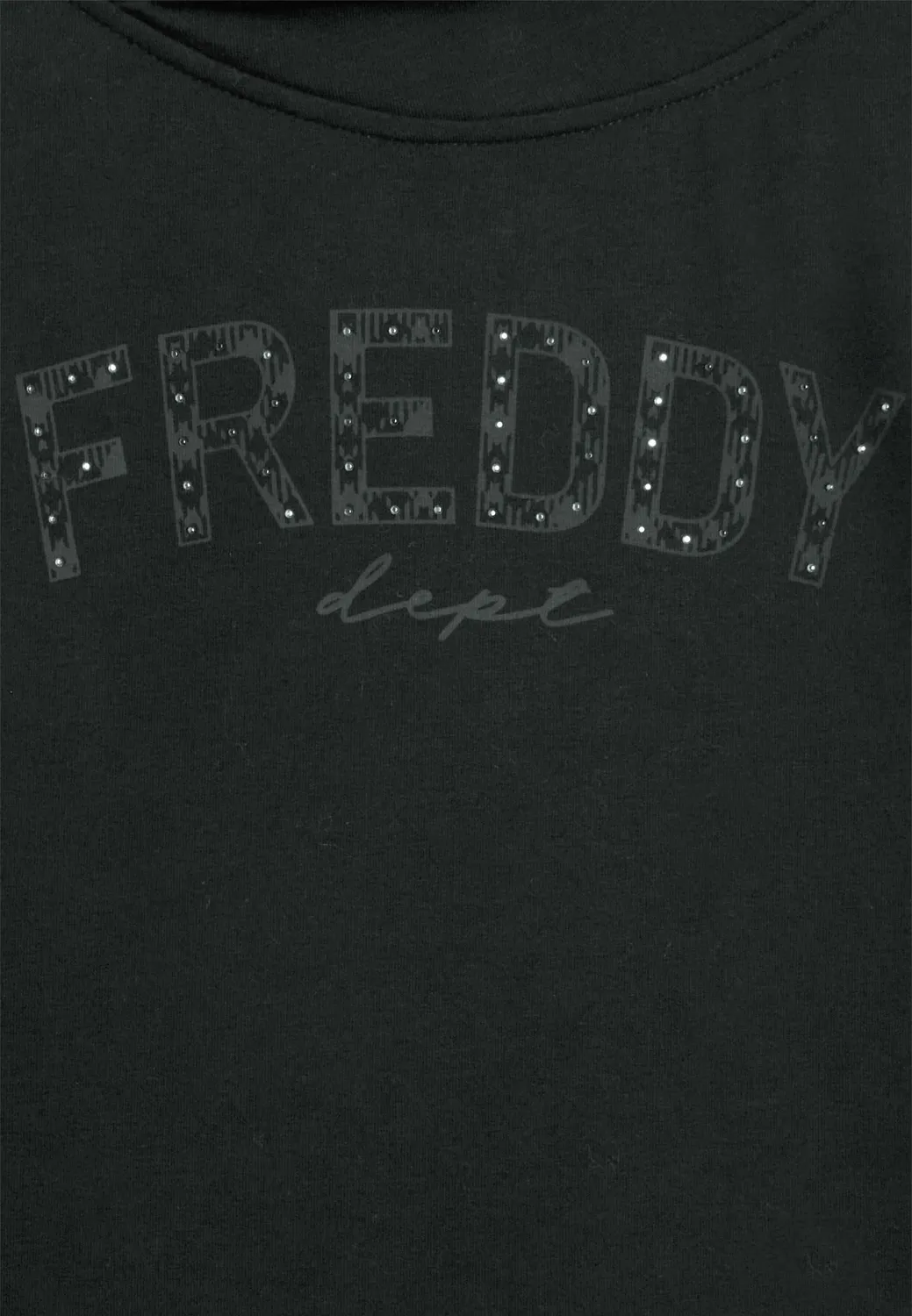 Freddy Damen Sweatshirt Kreuzkragen Schwarz Nietenlogo