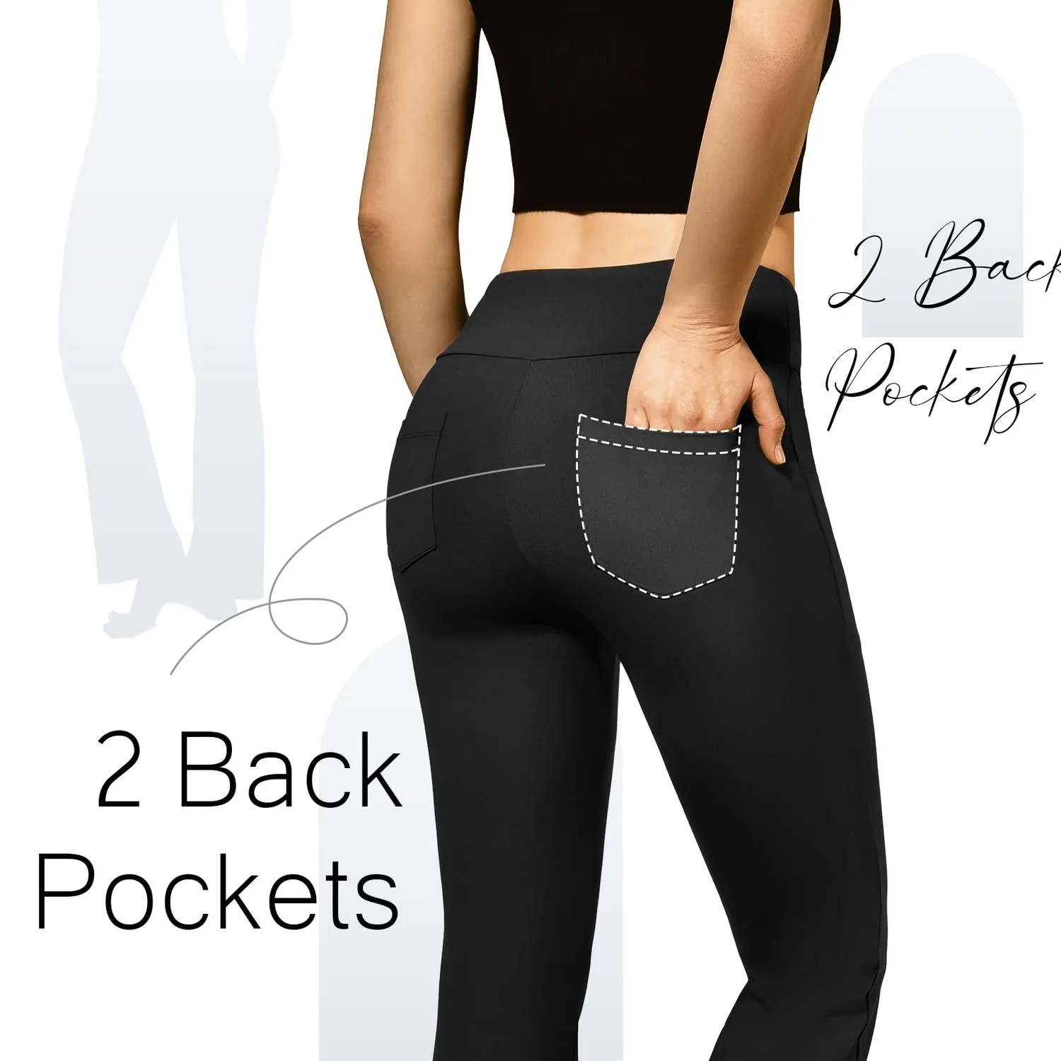 SINOPHANT Yogahose Flared High Waist Schwarz mit Taschen