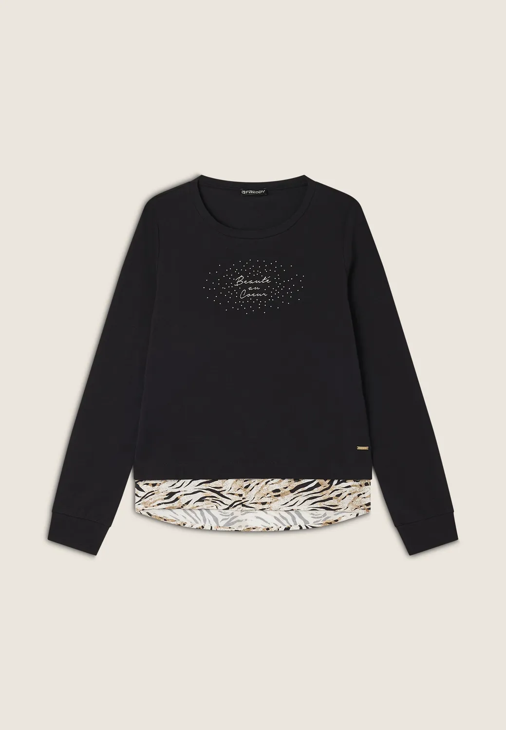 Freddy Zebra Sweatshirt Damen Schwarz XXS Golddruck
