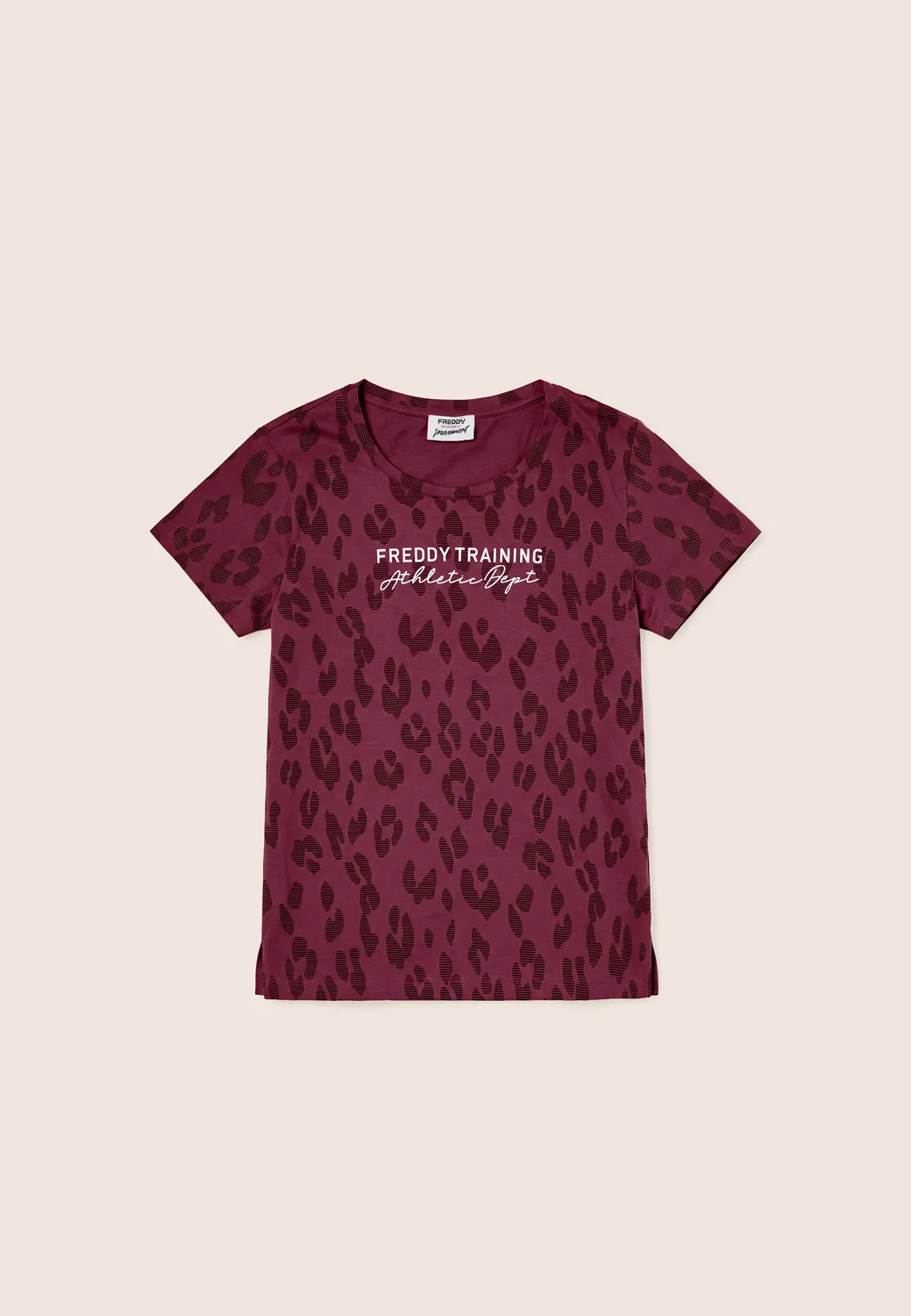 Freddy Regular Stampa Leopardata Damen T-Shirt Black Baumwolle