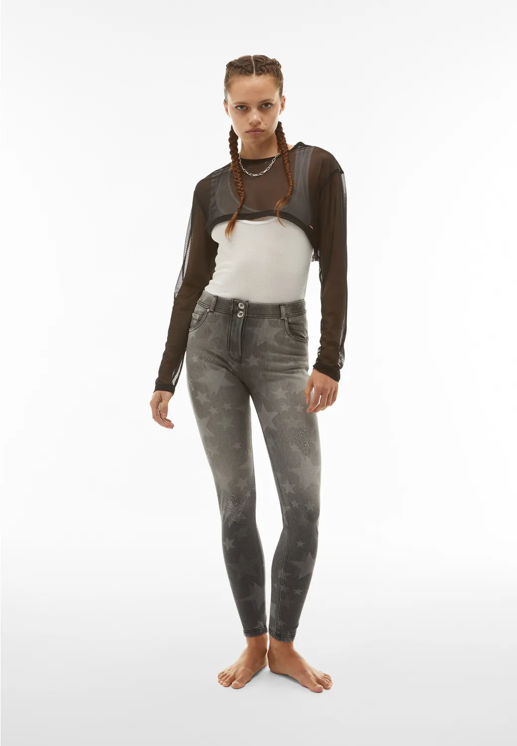 Freddy WR.UP Skinny Jeans Sterneprint grau shaping