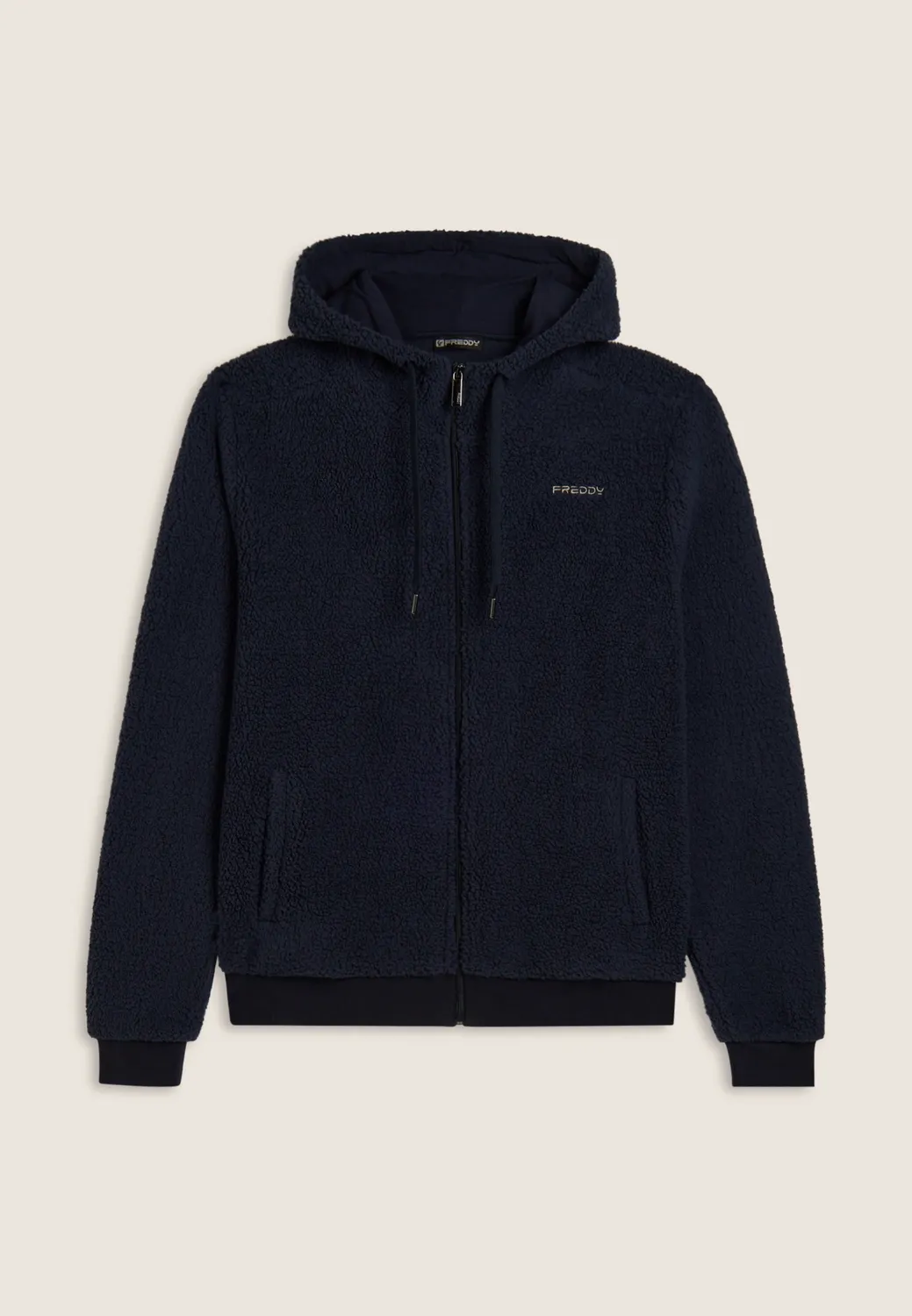Freddy Sherpa Fleece Hoodie Herren Schwarz mit Kapuze