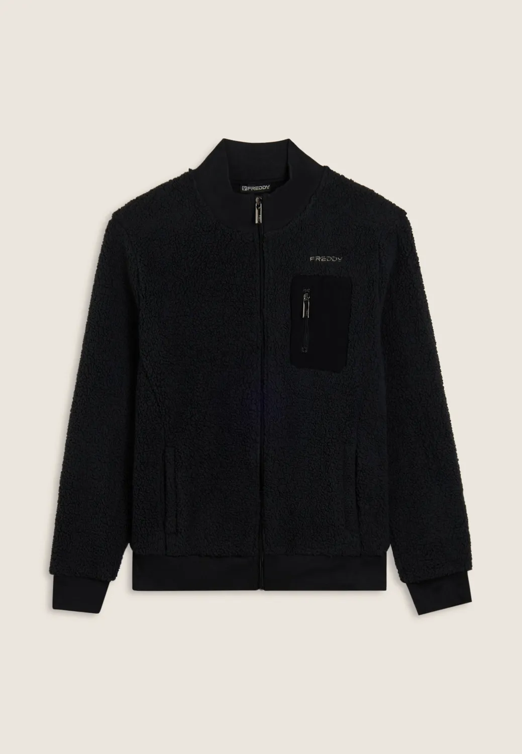 Freddy Sherpa Fleece Jacke Herren Graublau Hochkragen