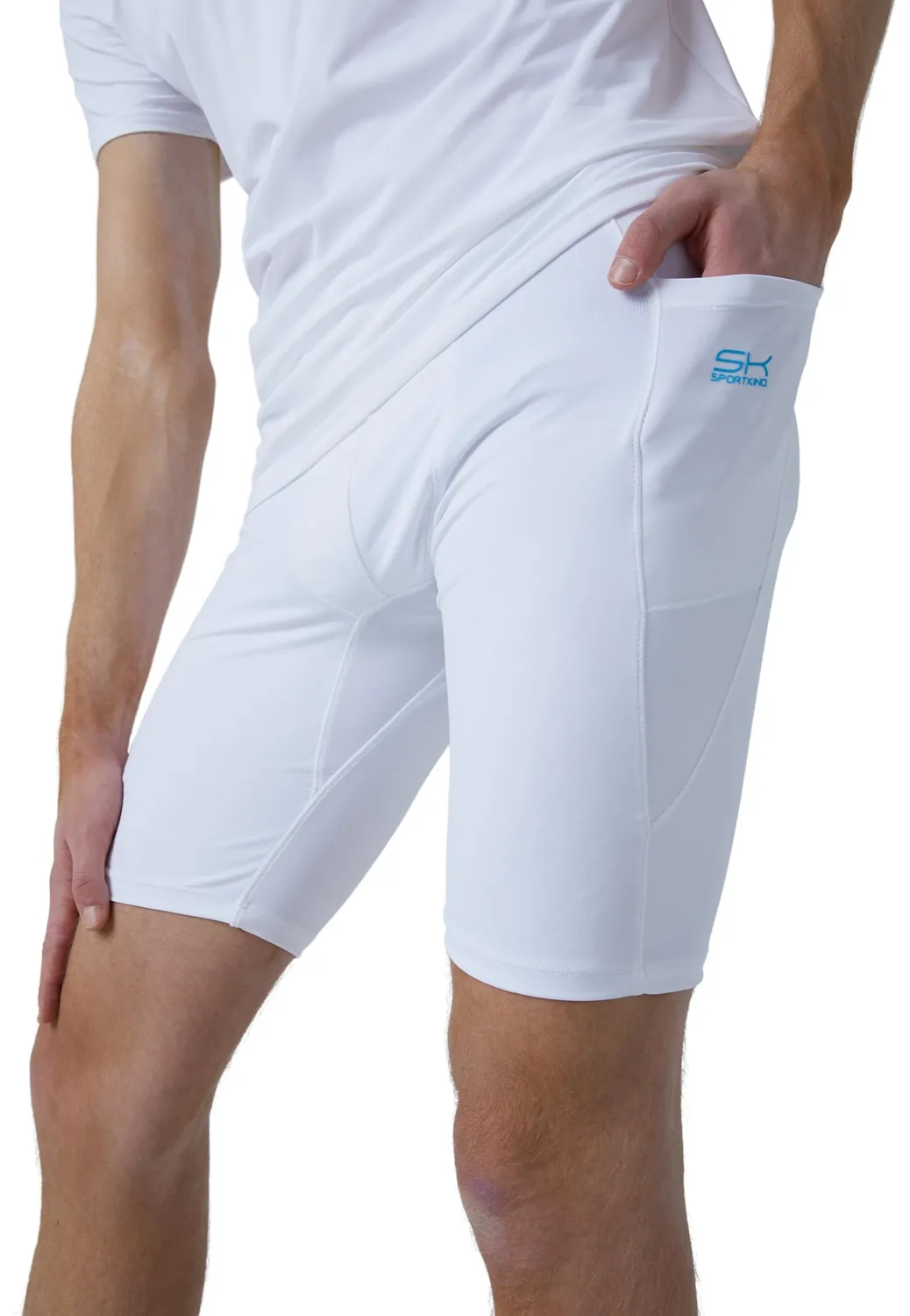 SPORTKIND Short Tights Herren kurze Leggings Taschen UV-Schutz