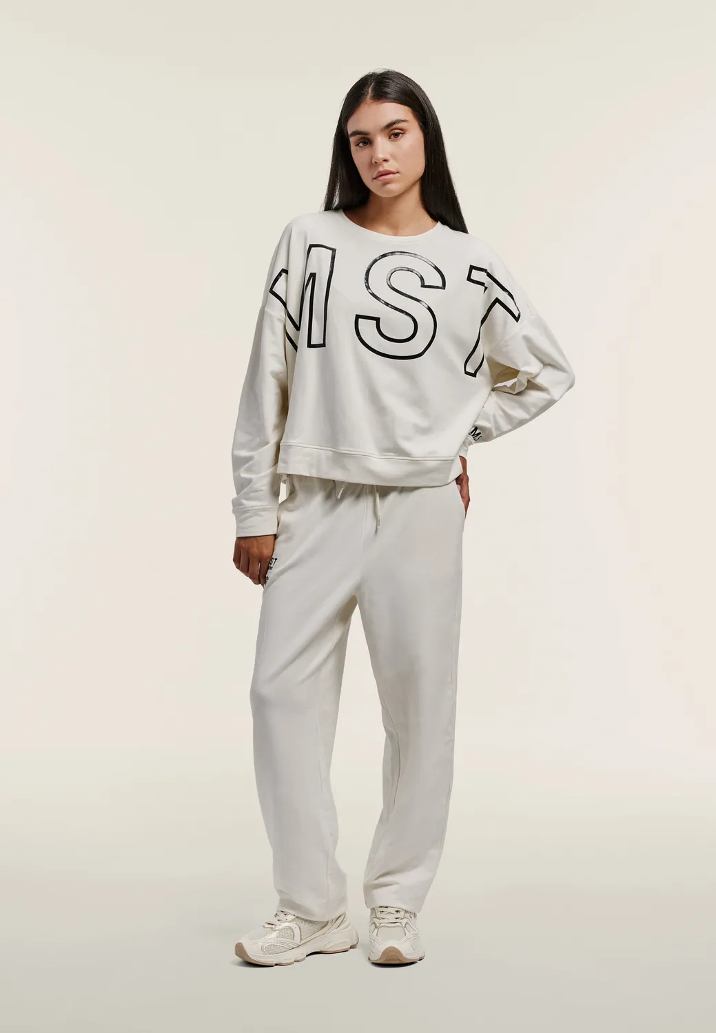 Freddy Oversize Cropped Sweatshirt Damen Schwarz Print