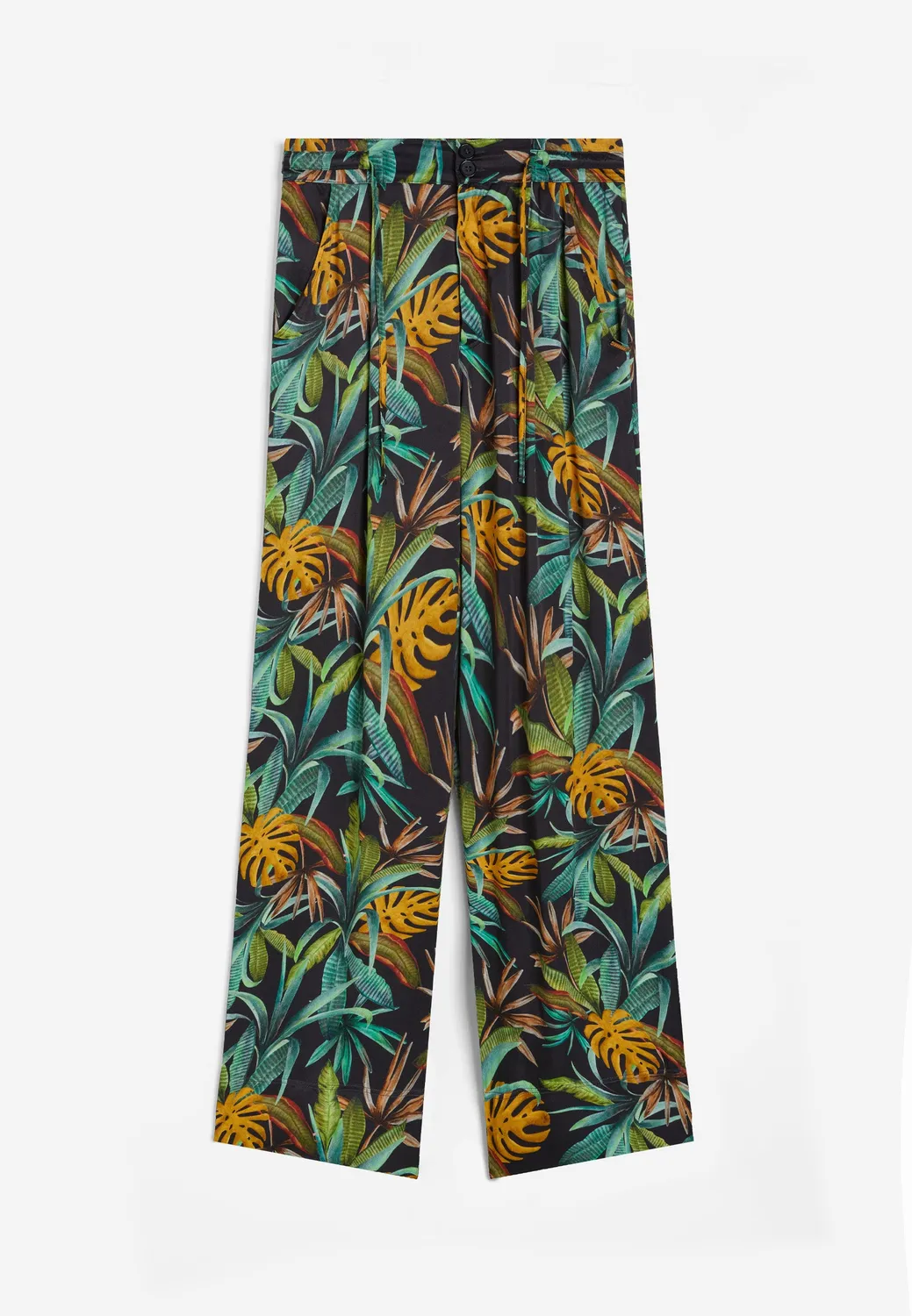 Freddy Culotte Viskose-Satin Hose Schwarz FLO64 Tropical