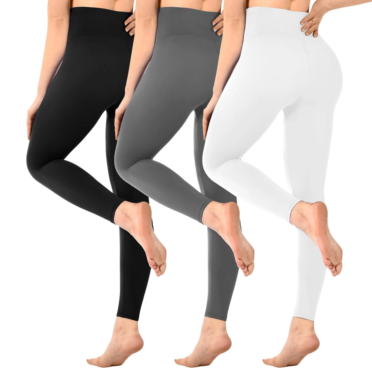 SINOPHANT Leggings High Waist Schwarz 3er blickdicht