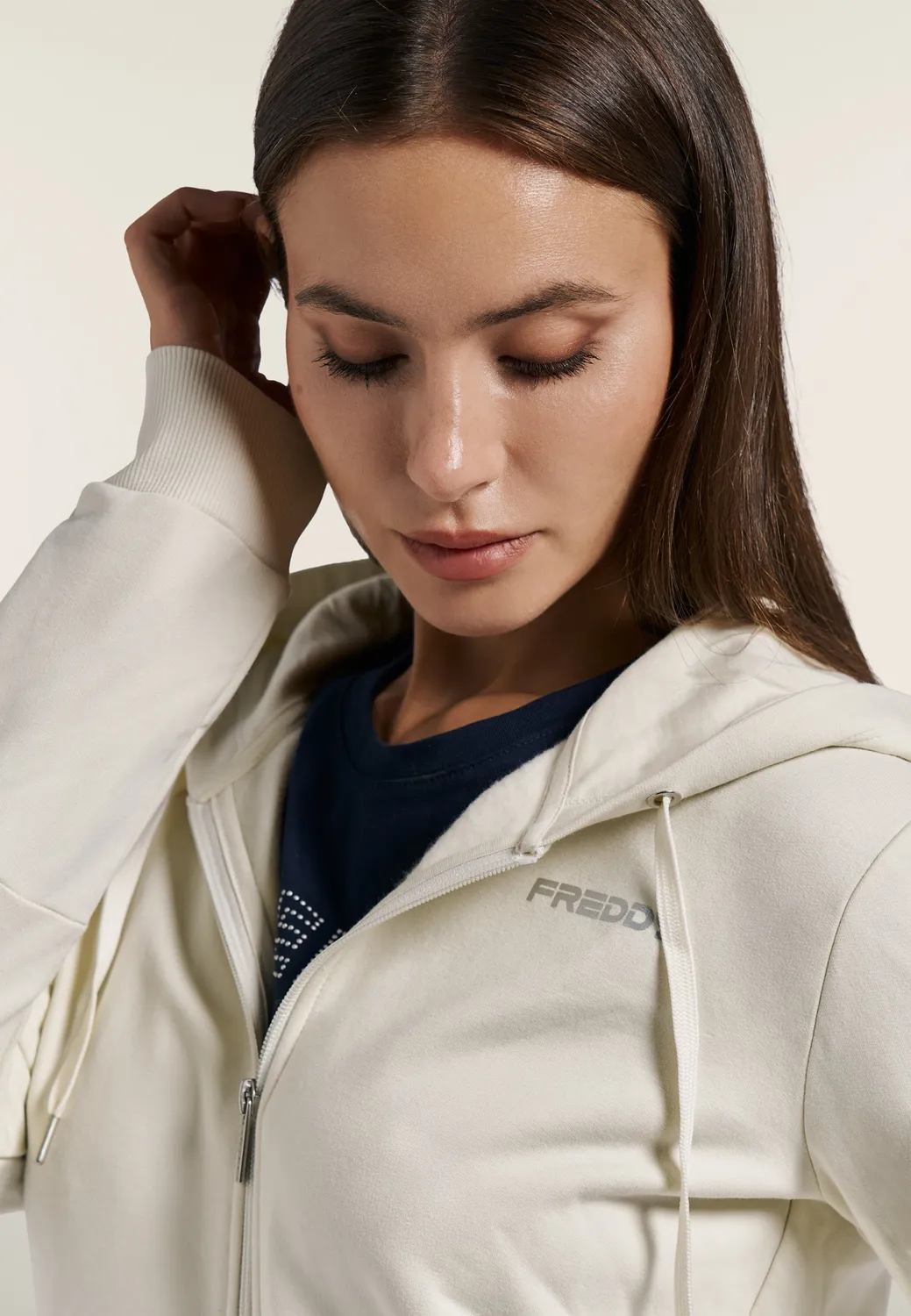 Freddy Kapuzenjacke Damen Navy mit Zip atmungsaktiv