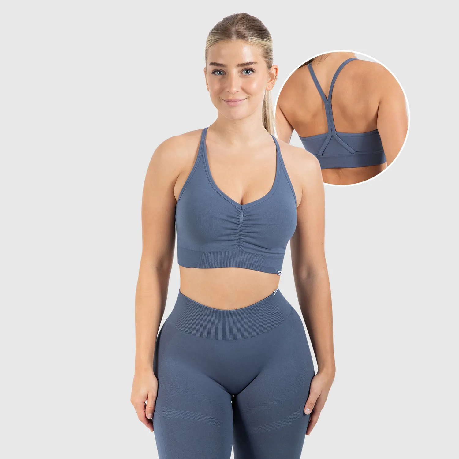 Smilodox Solid Scrunch Sport BH Schwarz Damen Support