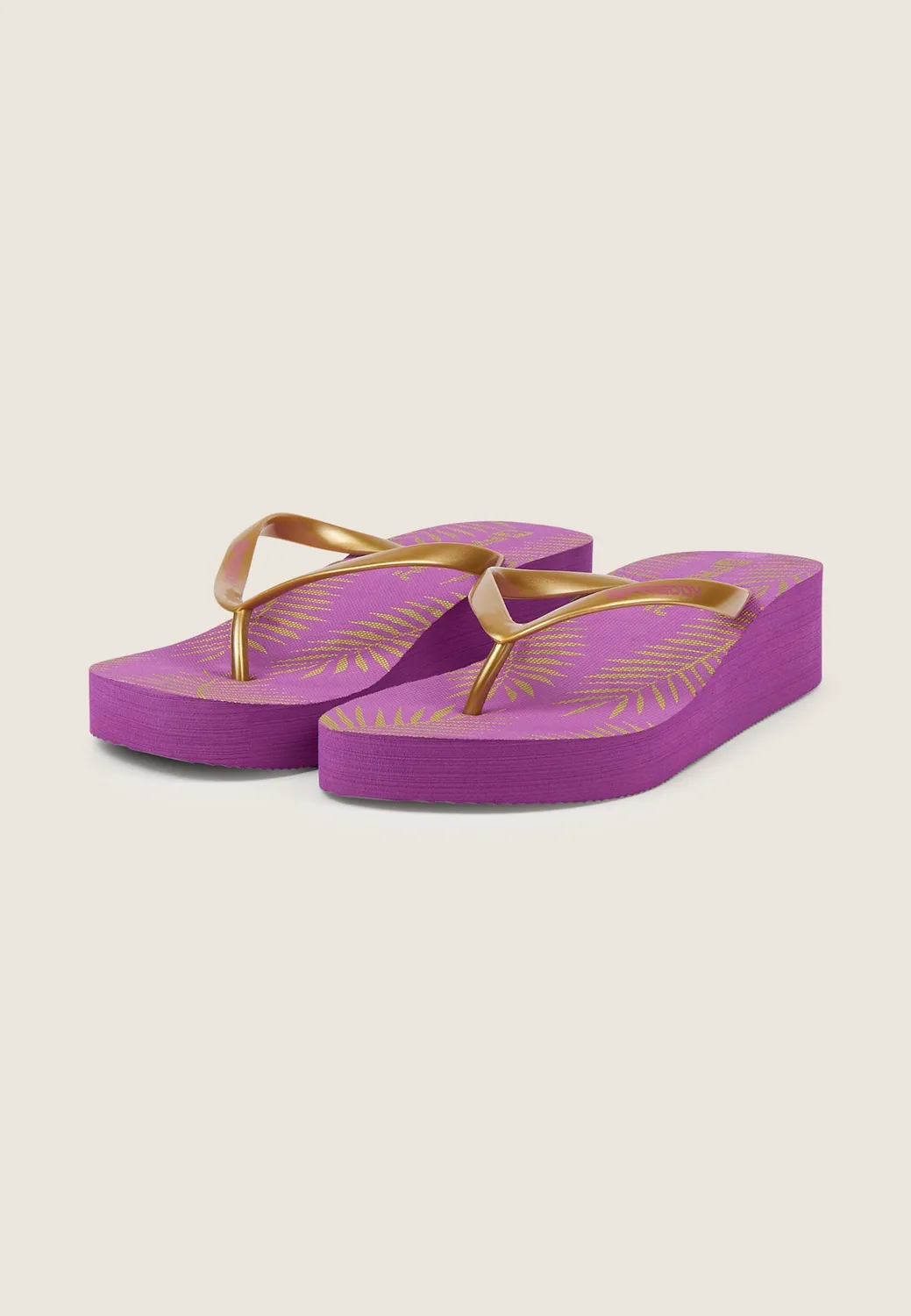 Freddy Platform Flip-Flops Schwarz Tropical-Print Keilabsatz