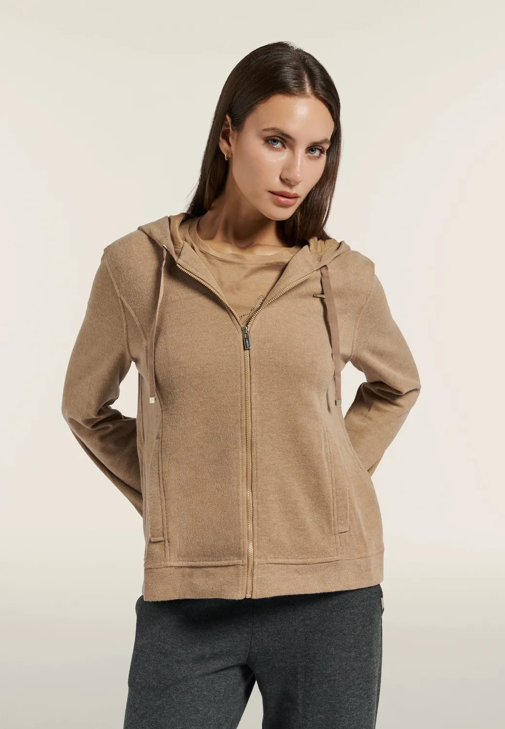 Freddy Damen Kapuzenjacke Full-Zip Tricot Melange Black