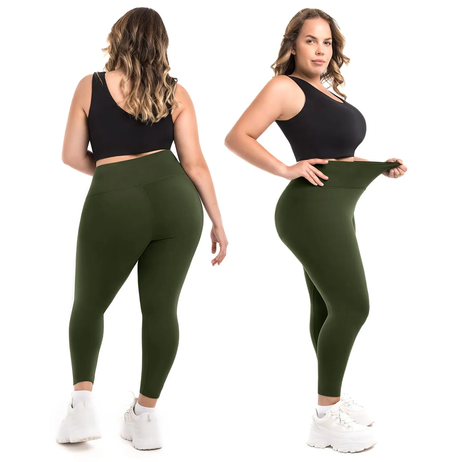 SINOPHANT High Waist Leggings Damen Armygreen 1er Pack