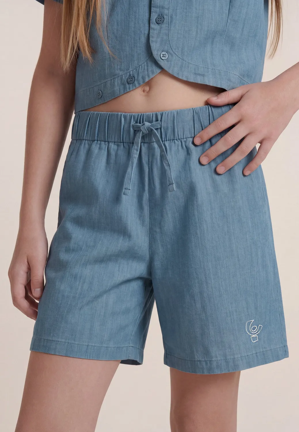 Freddy Mädchen Shorts Chambray Hellblau regular