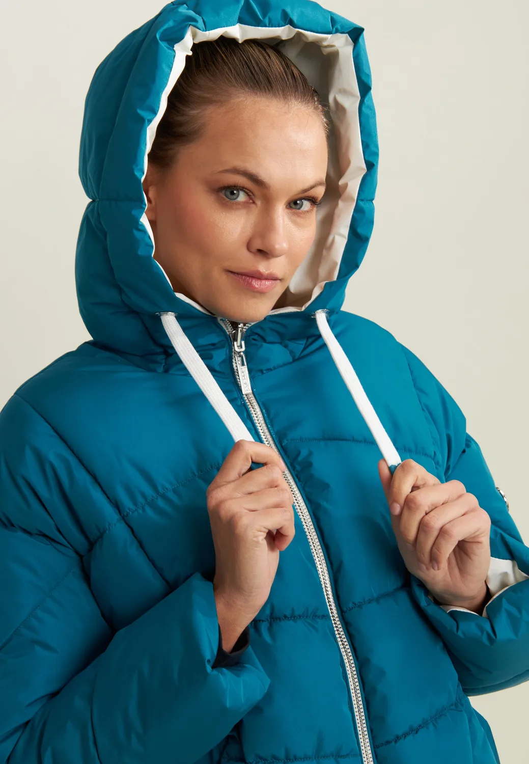 Freddy Double-Face Daunenjacke Schwarz-Weiß Warm