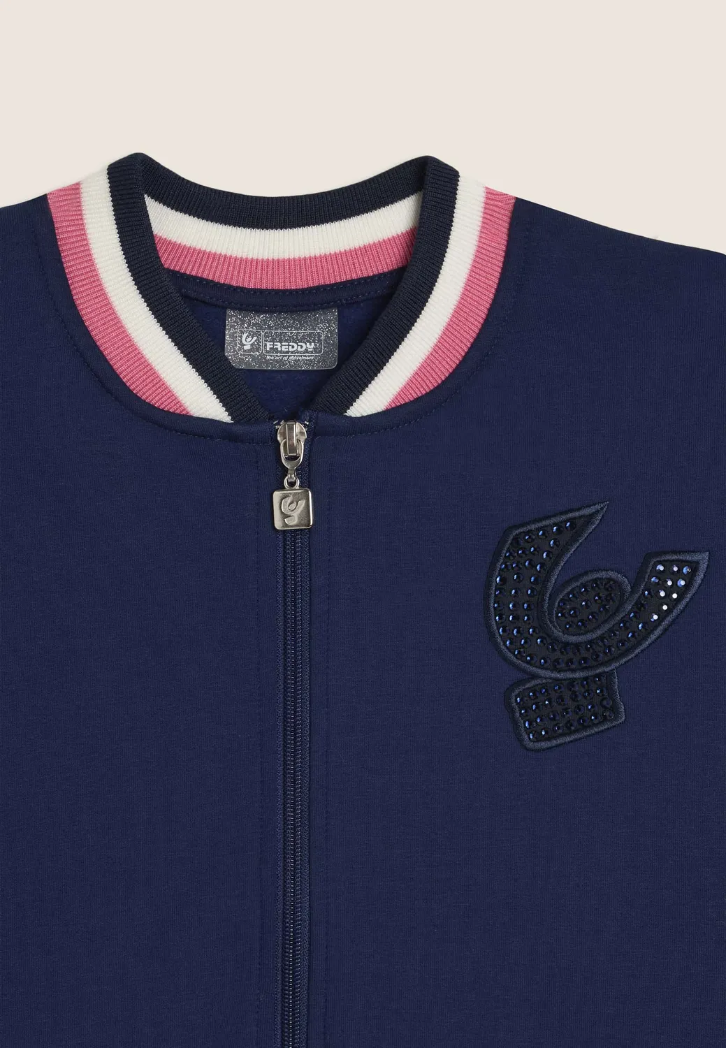 Freddy Junior Bomber Sweatjacke Blau Strass