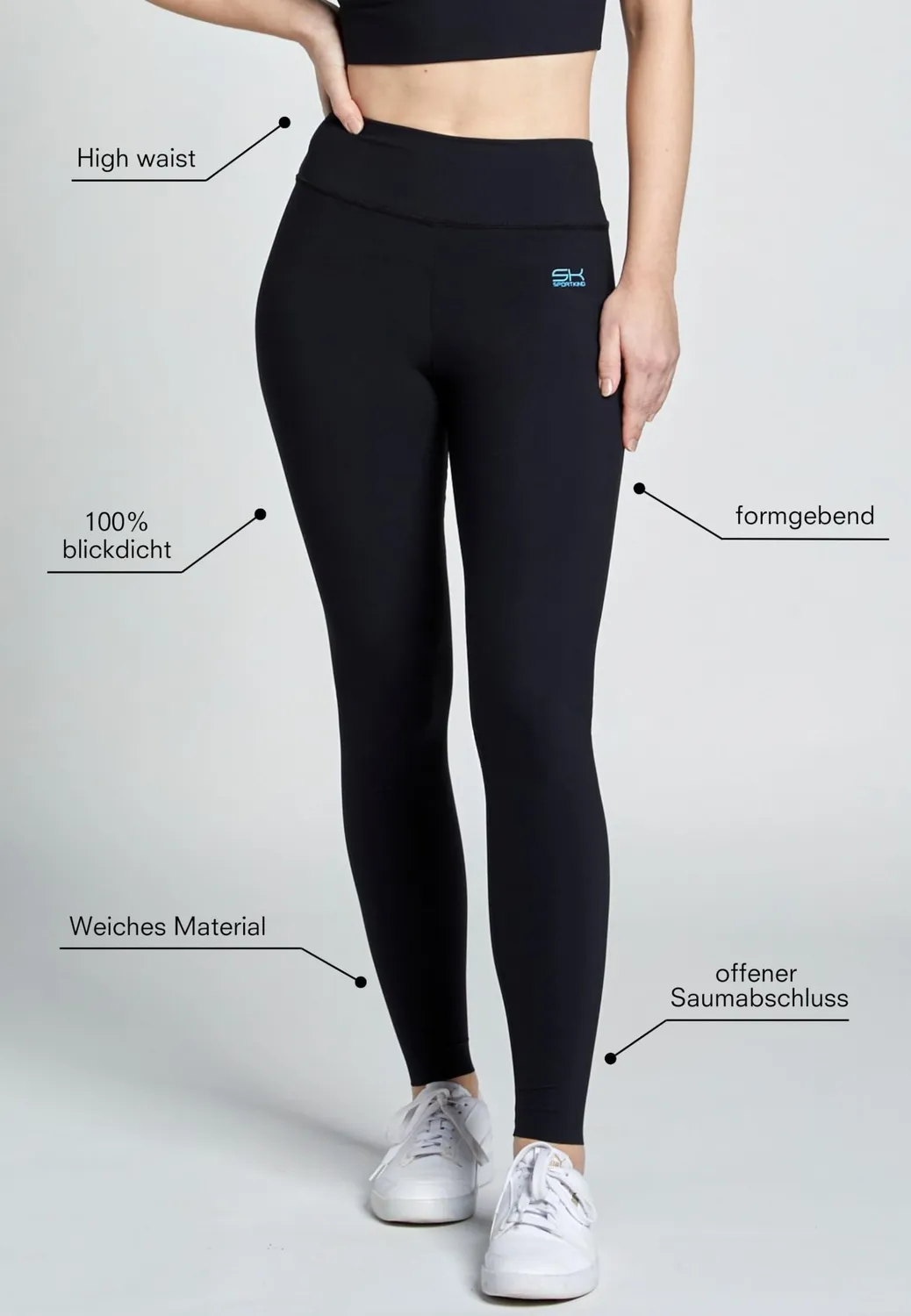 Sportkind High Waist Fitness Leggings 164 blickdicht