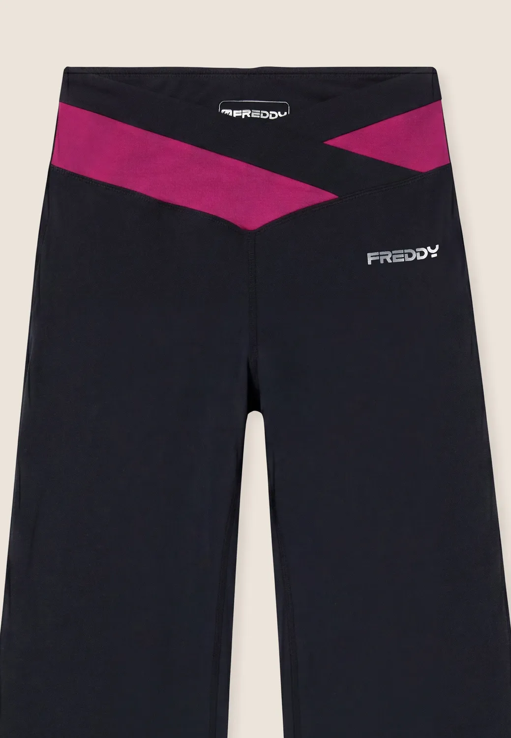 Freddy Flare Leggings hoher Bund Violett-Schwarz