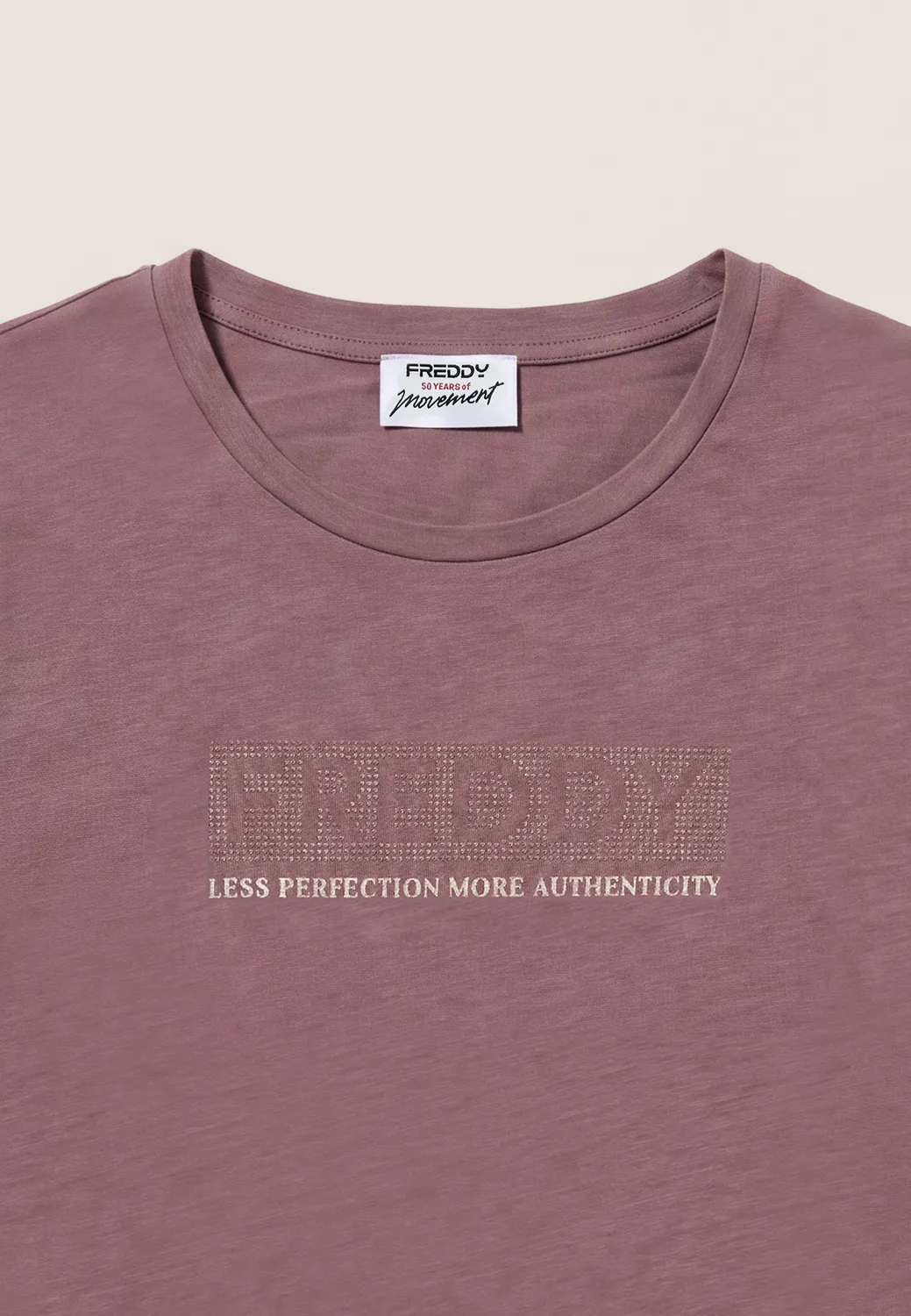Freddy Regular Nieten-Logo T-Shirt Damen Schwarz Baumwolle