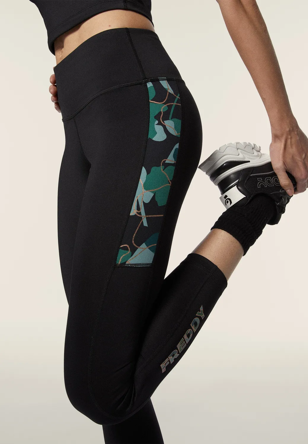 Freddy 7/8 Leggings Damen Schwarz hoher Bund