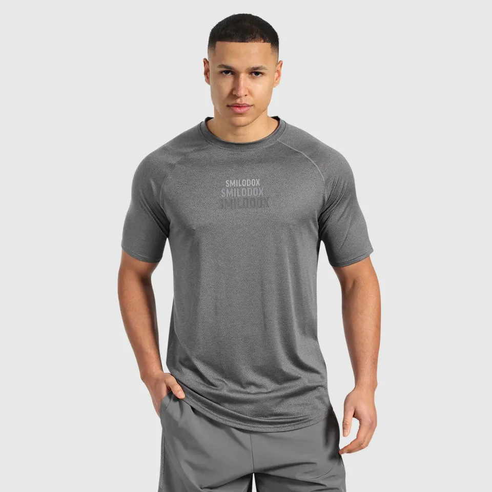 Smilodox Powerfit Triple T-Shirt Herren Schwarz Slim Fit Atmungsaktiv