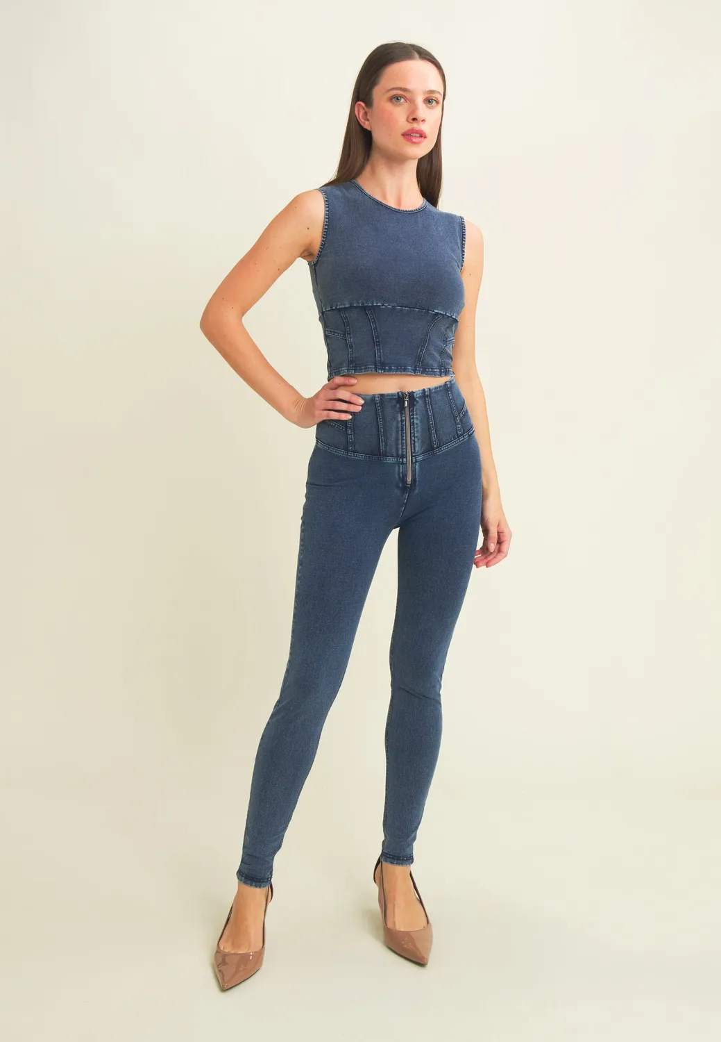 Freddy WR.UP Superskinny Push-up Hose Denim-Optik hoch
