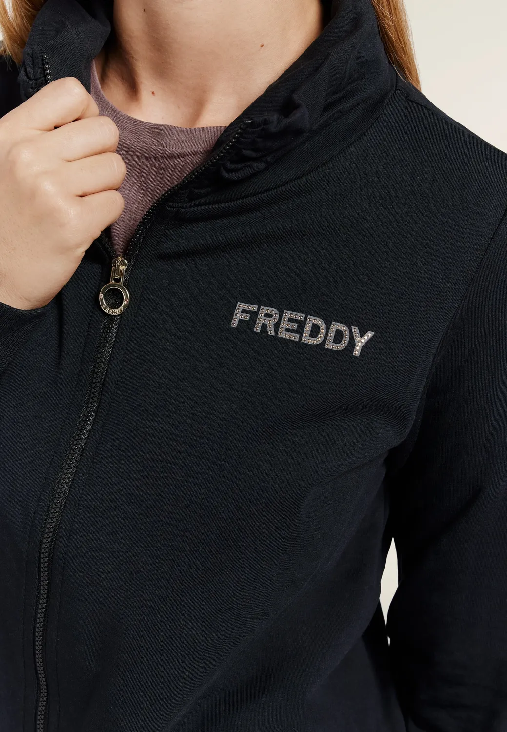Freddy Sweatjacke Damen Regular Stehkragen Falcon Brown