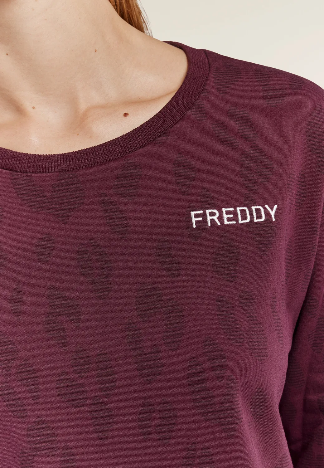 Freddy Leopard Sweatshirt Damen Schwarz Baumwolle Regular Fit