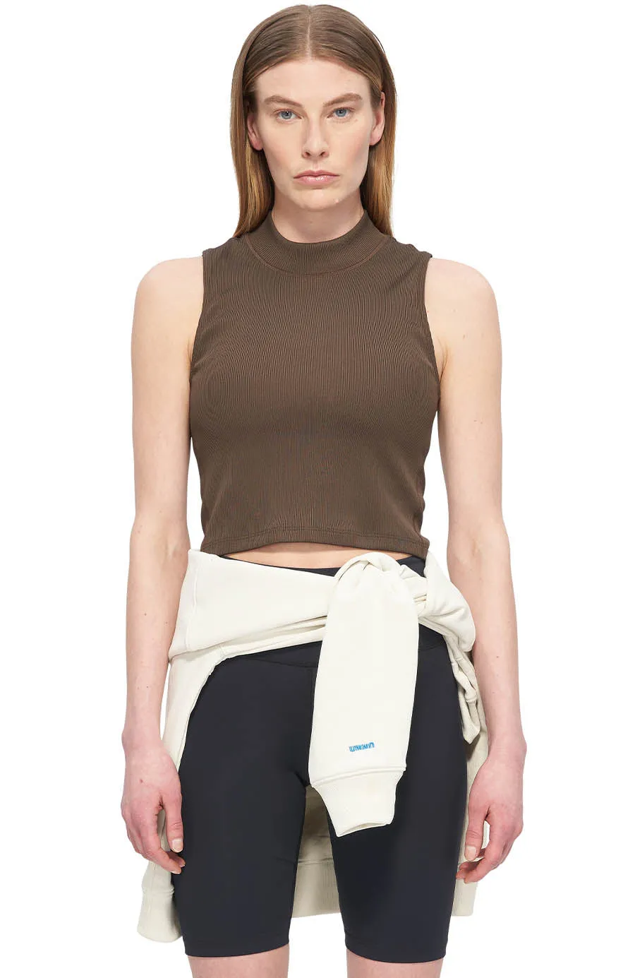 UNNA Balance Crop Top Croptop Wren Brown gerippt