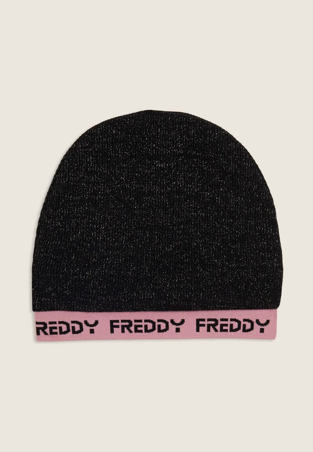 Freddy Junior Beanie Mütze Lurex Schwarz glänzend