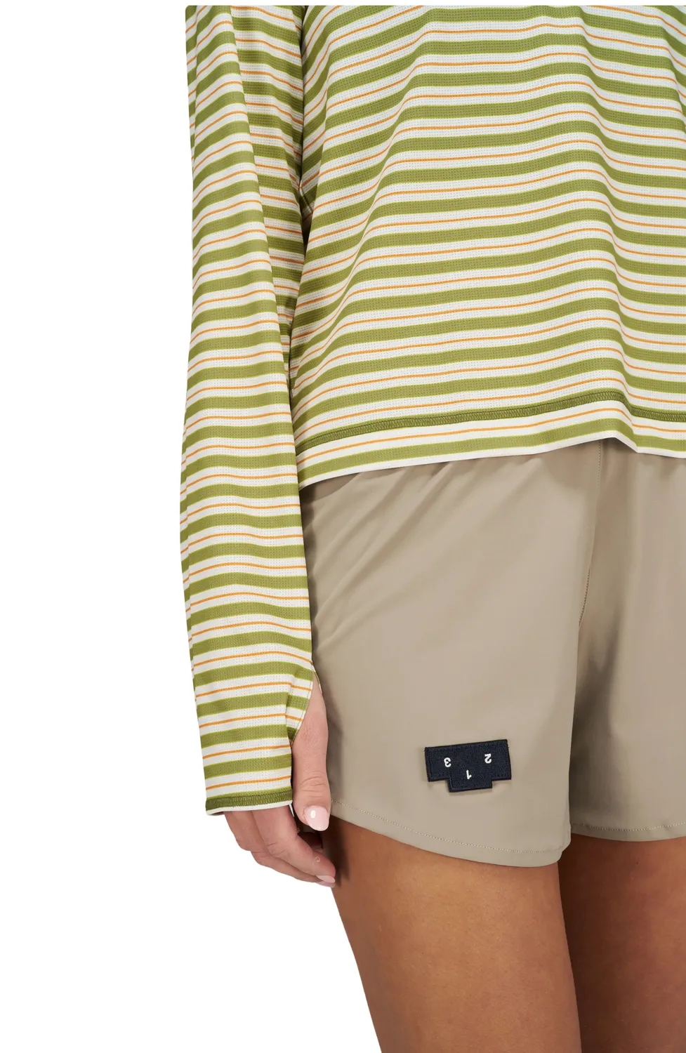 UNNA Striped LS Langarmshirt Damen Sage Stripe Atmungsaktiv