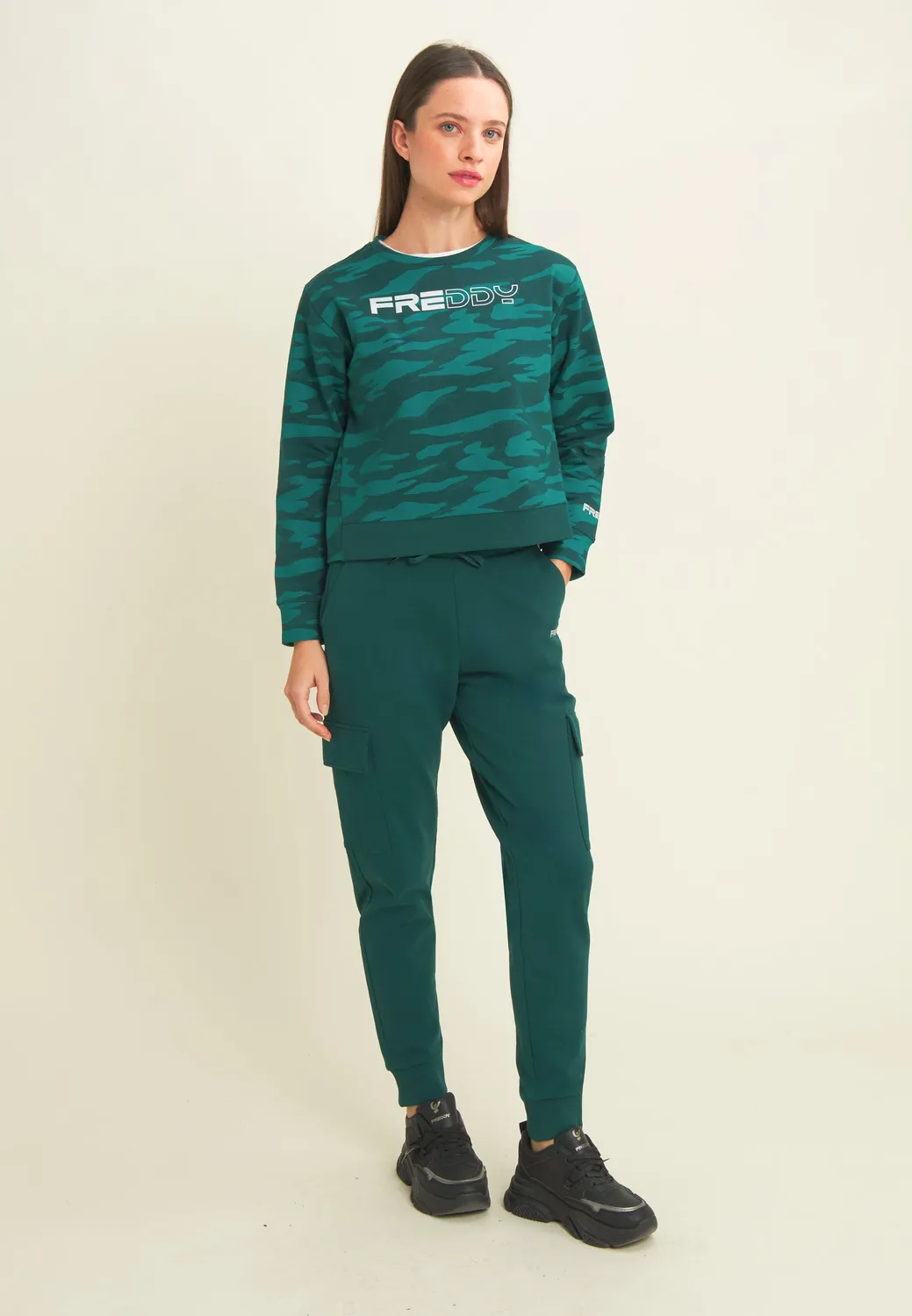 Freddy Cropped Sweatshirt Camouflage grau