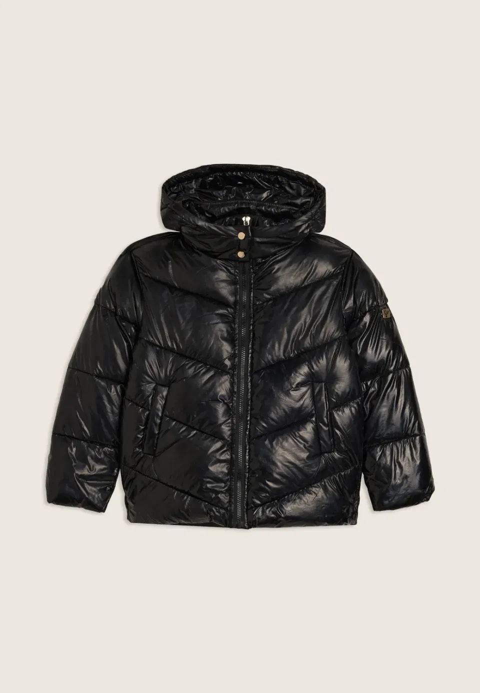 Freddy Junior Glanz Steppjacke Schwarz mit Kapuze