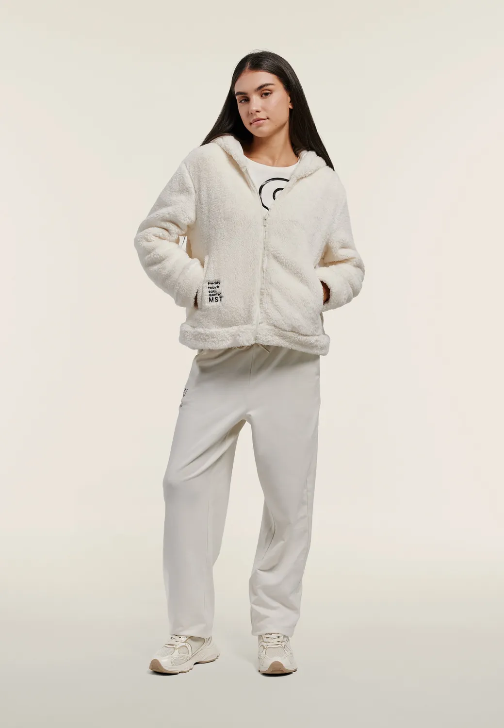 Freddy Teddy-Fleece Hoodie Schwarz Cropped warm