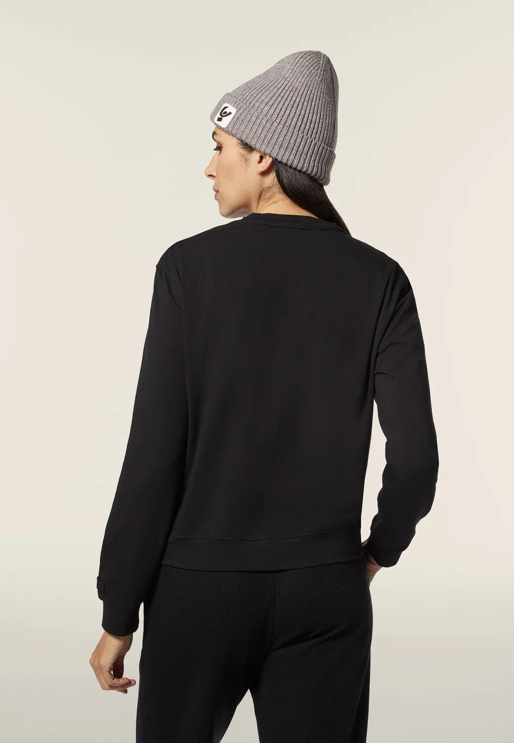 Freddy Sweatshirt Damen Waffle Schwarz oversize