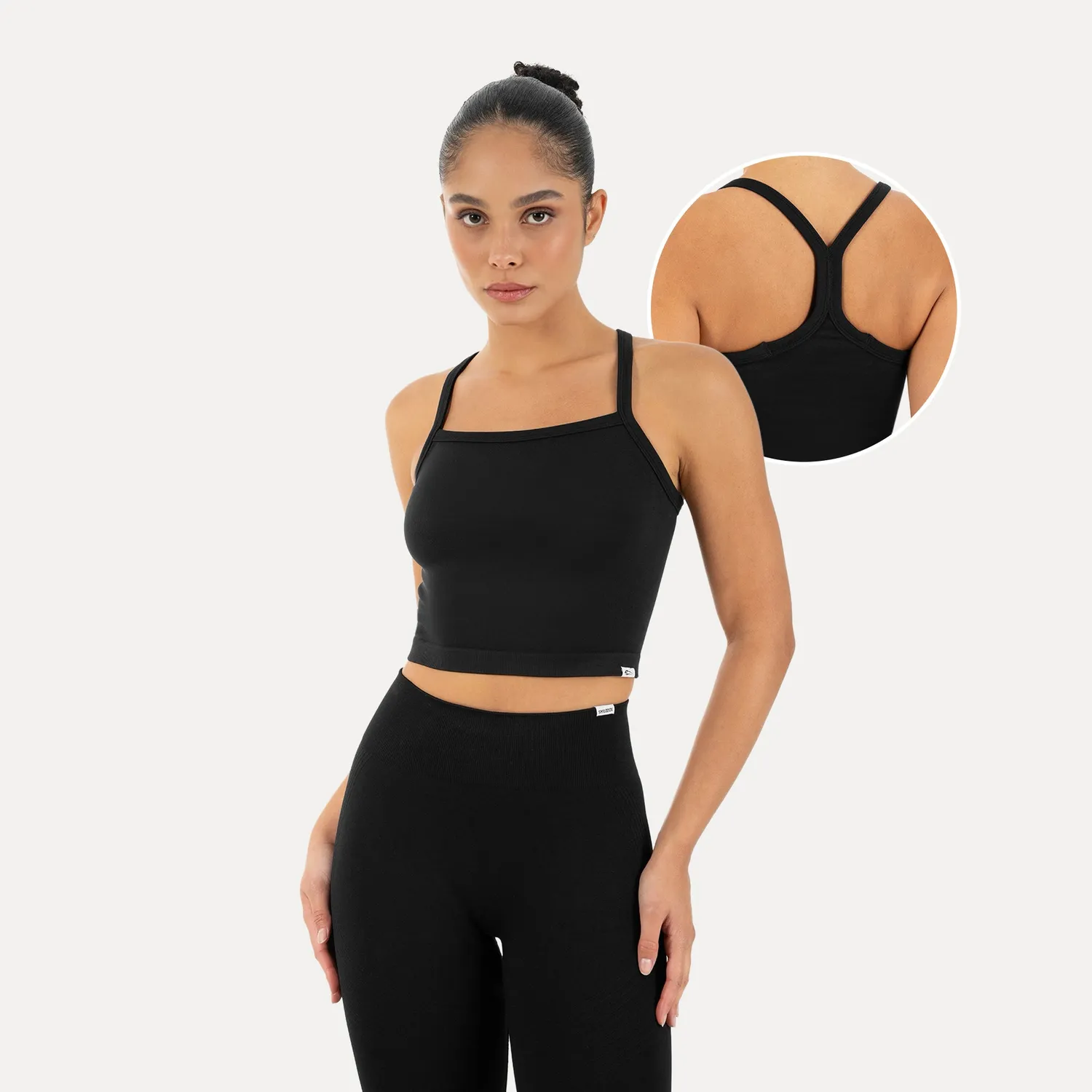 Smilodox Vonda Crop Top Schwarz mit Racerback