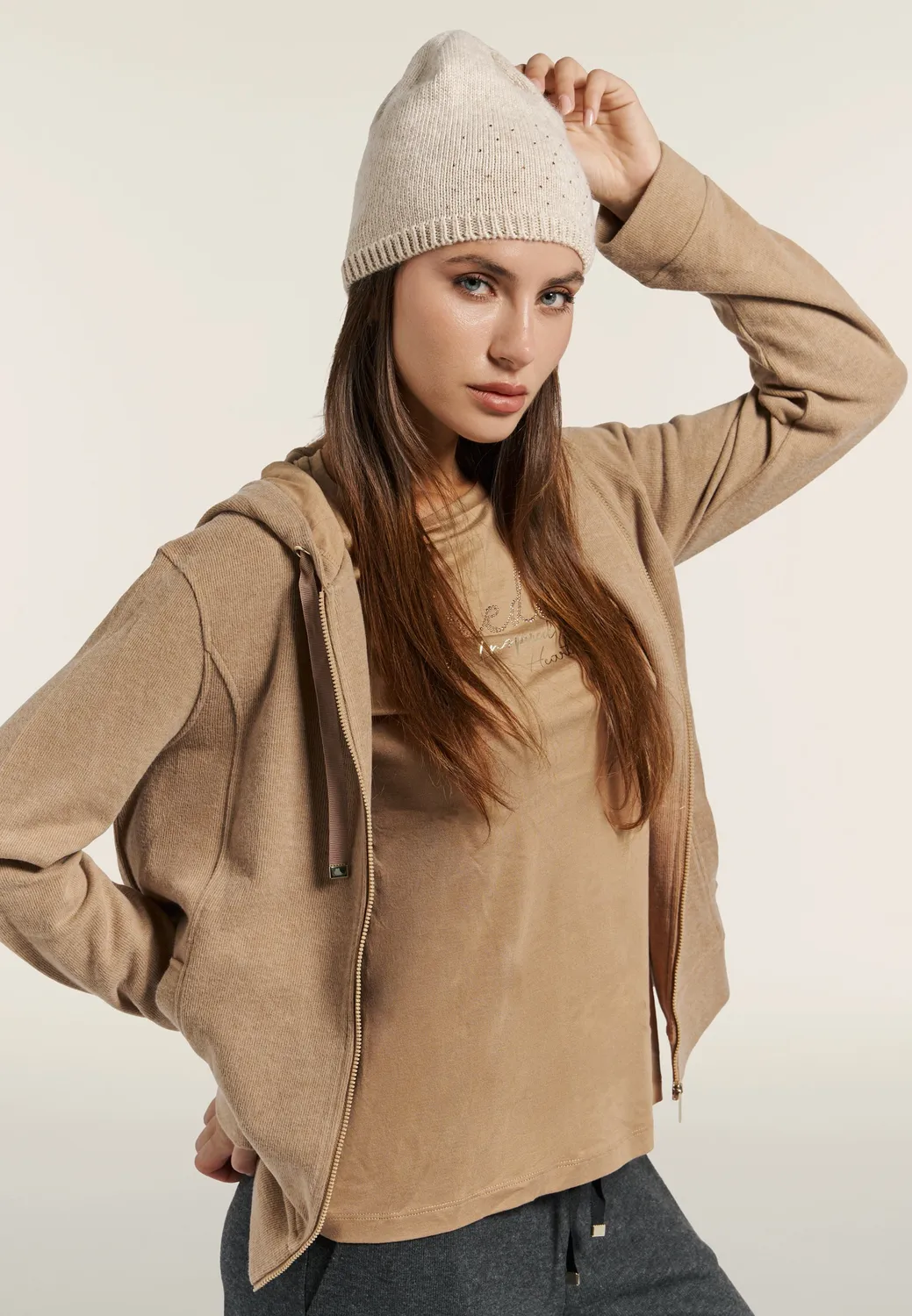 Freddy Beanie Mütze Damen Schwarz Strass Einheitsgröße
