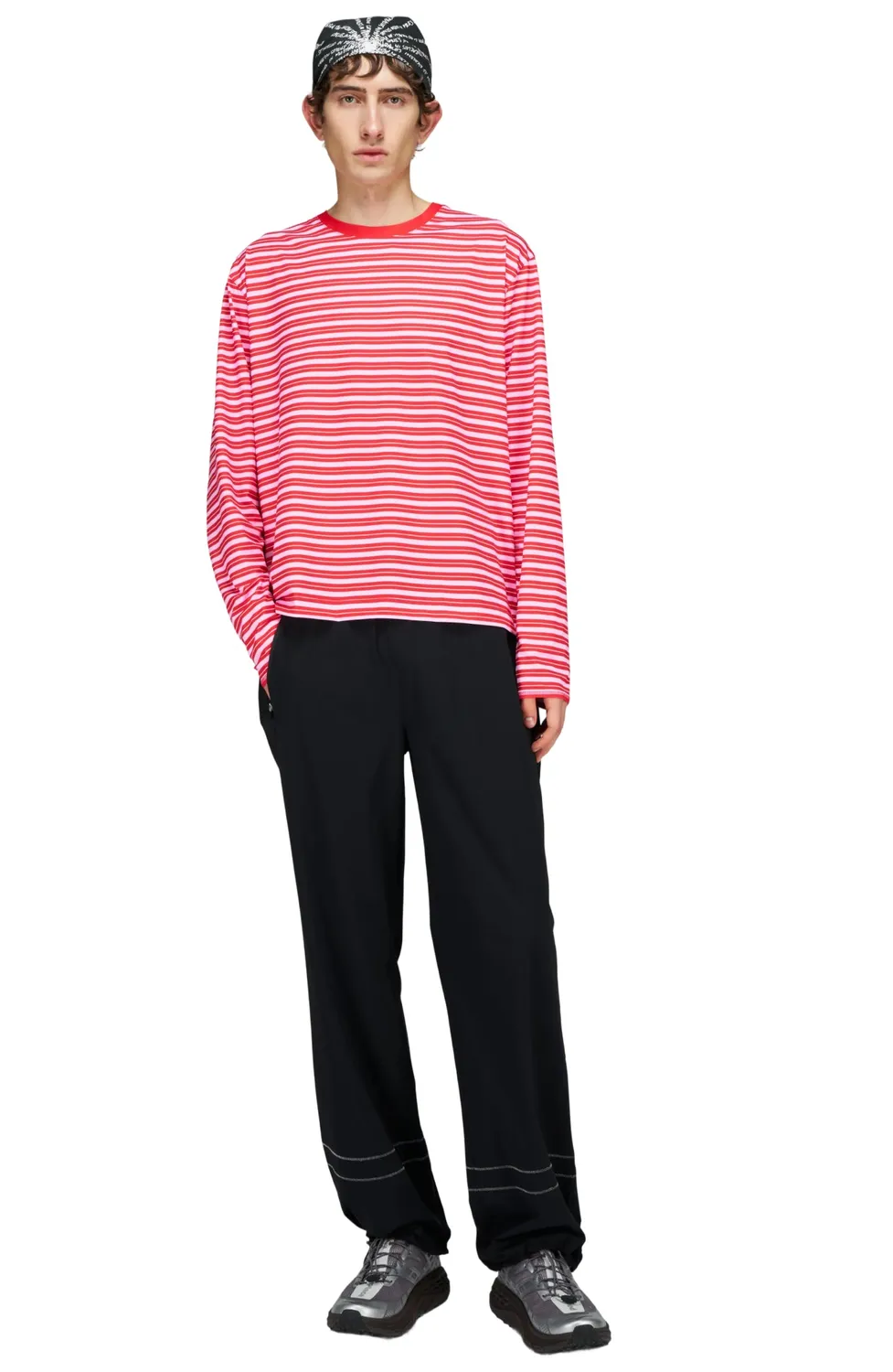 UNNA Striped LS Langarmshirt Herren Turbo Rose gestreift
