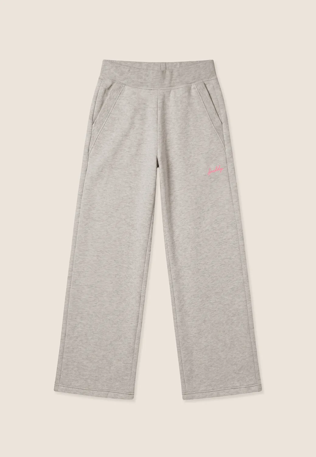 Freddy Wide Leg Hose Grigio Mélange mit Pink-Nähten