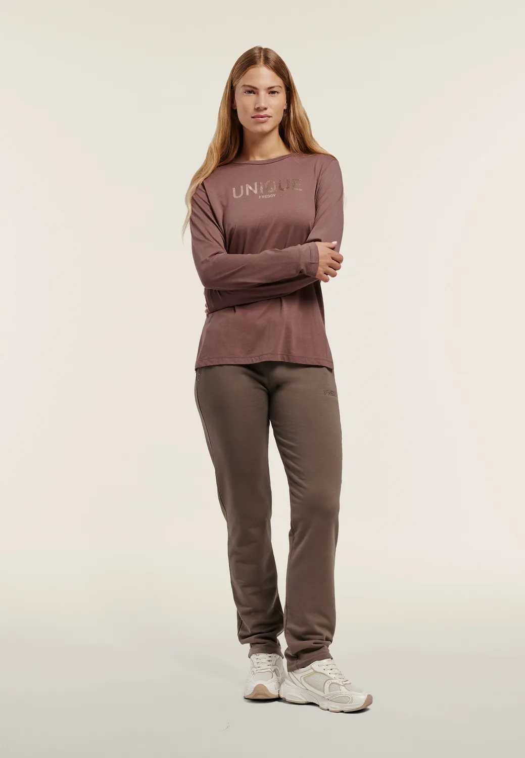 Freddy Sporthose Damen Nieten schwarz Baumwolle