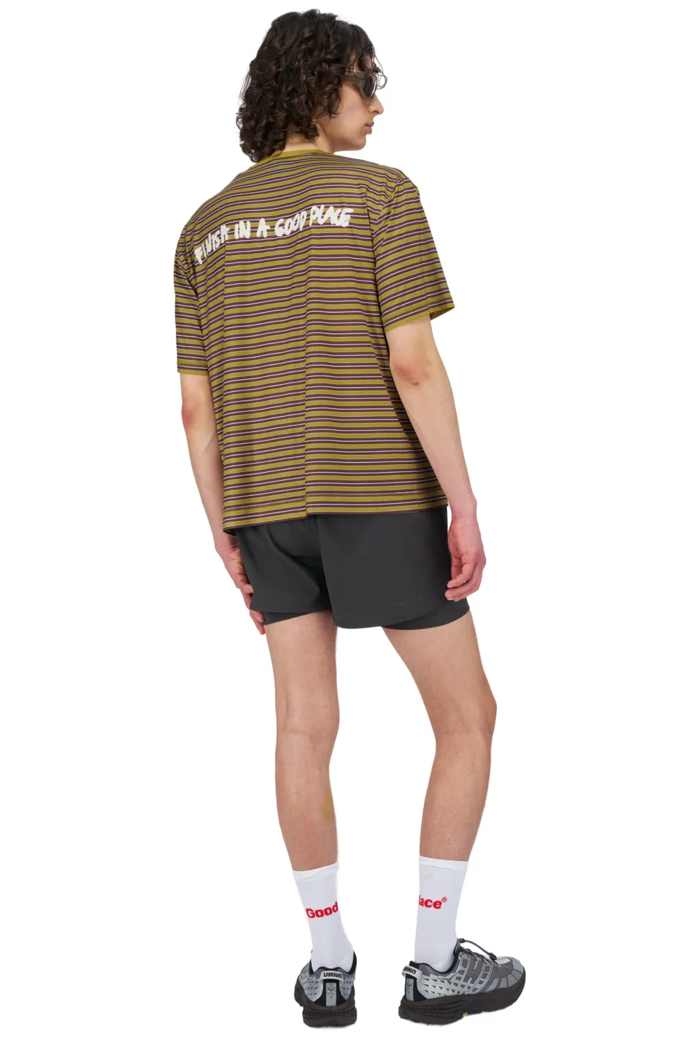 UNNA Wavy Striped Laufshirt Herren Mud Gold perforiert