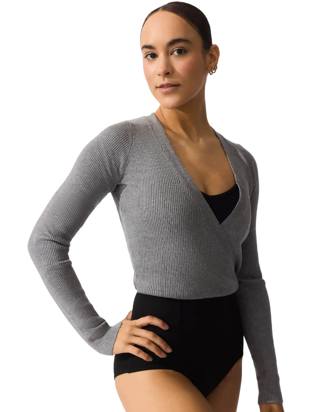 Capezio 11381W Wickelpullover Strick Pink gerippt