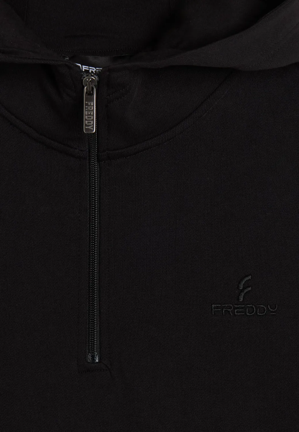 Freddy Half-Zip Hoodie Baumwolle Schwarz mit Kapuze
