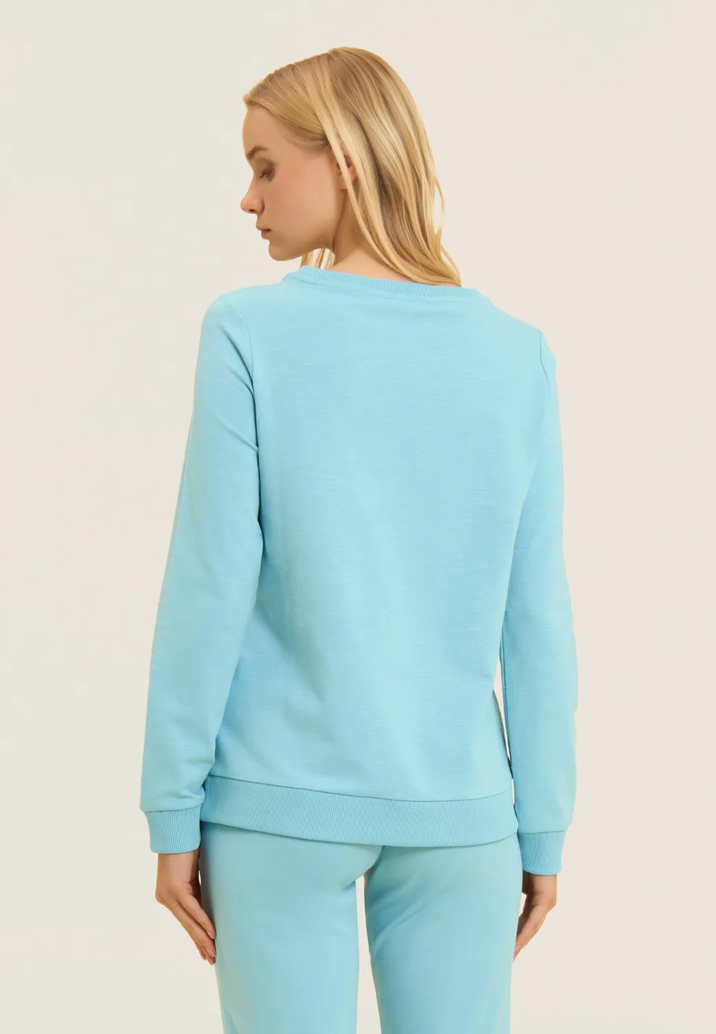 Freddy Wickel Rundhals Sweatshirt Damen Dunkelblau Glitzer
