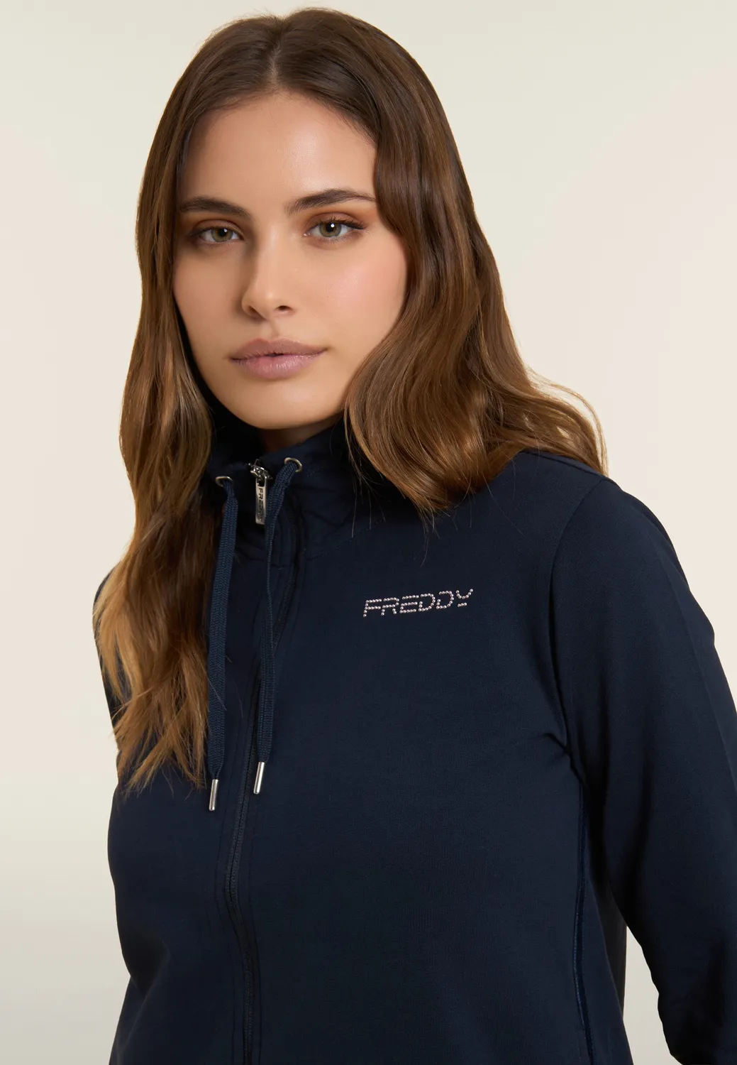 Freddy Comfort Fit Sweatjacke Schwarz Stehkragen Zip