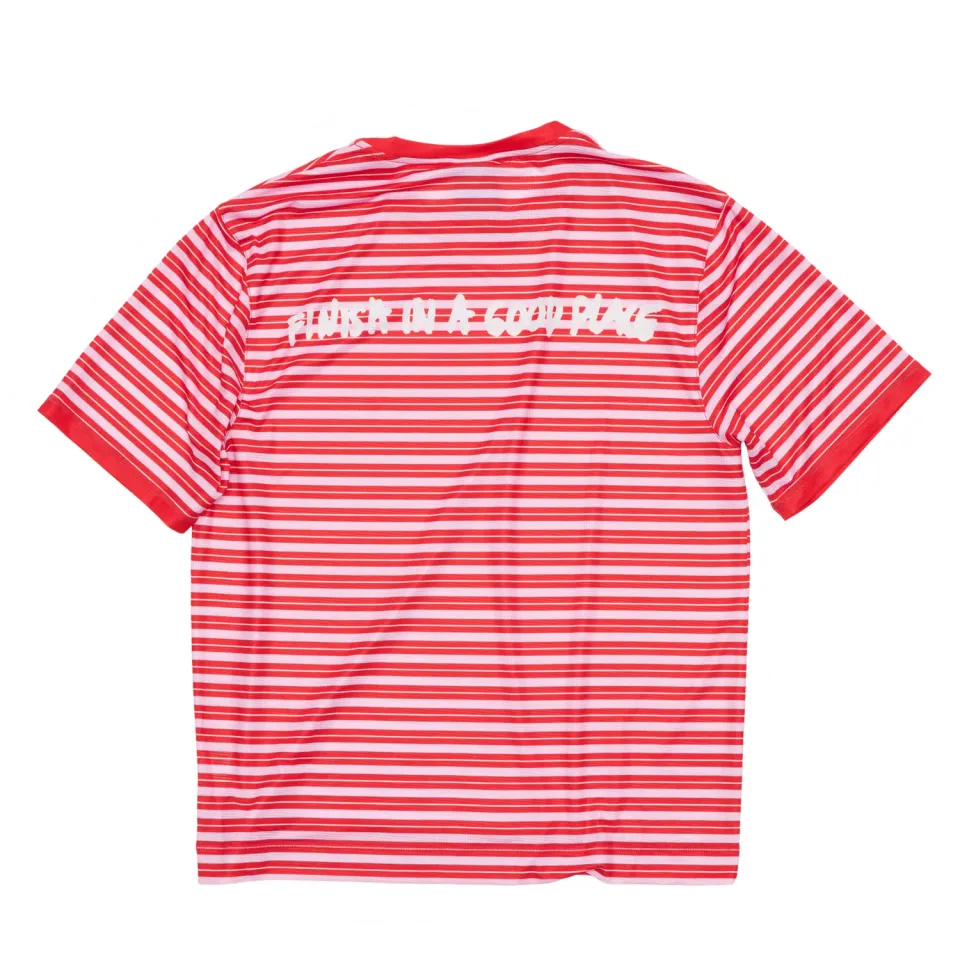 UNNA Wavy Tee Striped Laufshirt Turbo Rose atmungsaktiv